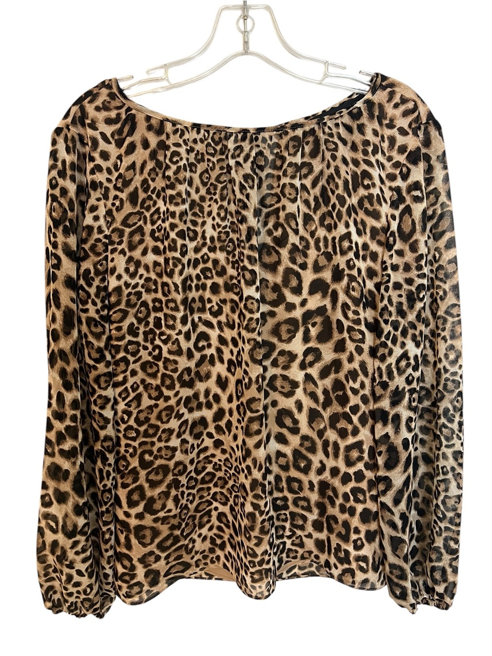 White House Black Market Leopard Animal Print Peasant Blouse Top 8